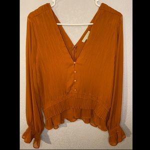 Ryegrass V Neck Long Sleeve Blouse